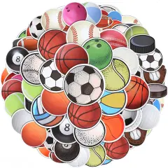 200 Pcs Sport Stickers Bulk for Water Bottles Vinyl Waterproof Mixed Balls Stickers Sports Sport Ball Stickers for Sports Party Favors Birthday Supplies