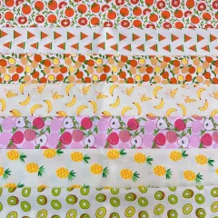7Pcs Fruit Cotton Fabrics - 9.8" x 9.8"