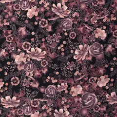 Mook Fabrics Floral Cotton Fabric Black/Rose Gold [45 in. Wide] - By The Yard