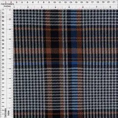 Double Knit Jacquard Plaid Fabric 1 Yard Soft Stretch Medium Weight 58/60" Wide BROWN/BLUE