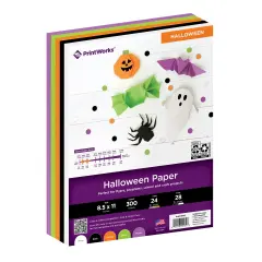 Printworks Halloween Paper, Includes Black, Purple, Green, Orange and White Paper, 8 &frac12;&rdquo; x 11&rdquo;, 300 Sheets (00582)