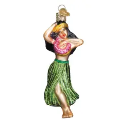 Old World Christmas 5.5 Inch Hula Dancer Tree Ornament , Hawaii Folk Dance Ornament Multicolored