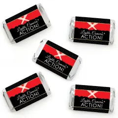 Big Dot of Happiness Red Carpet - Mini Candy Bar Wrapper Stickers - Movie Night Party Small Favors - 40 Count