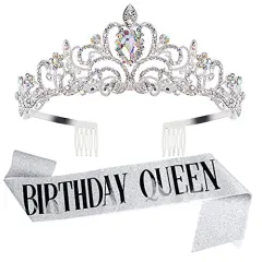 Birthday Girl, Silver Crown with Sash for Women