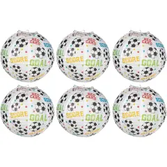 Juvale 6-Pack Hanging Paper Soccer Lanterns for Kids Birthday Party Decorations and Sport Theme Parties, 11 Inches White