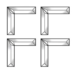 4" x 4" x 1" Clear Glass Corner Bevel Cluster BC430