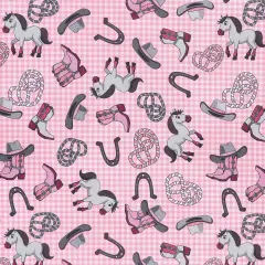 Mook Fabrics Littlest Rodeo Printed PUL Fabric [60 in. Wide] - By The Yard Pink