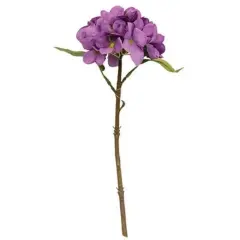12&rdquo;High Purple Fabric Hydrangea Petals and Leaves with Plastic Stem