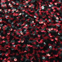 1 Yard Ragtime Stretch Mesh Sequin Fabric 2-Way Stretch Polyester Mesh Sequin 55" Width Black/Red