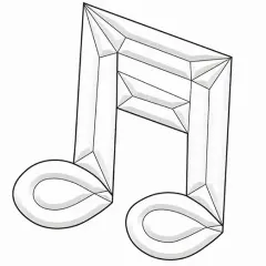 5-3/4" x 7-3/8" Exquisite Clear Glass Double Music Note Bevel Cluster EC137