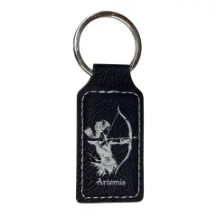 Keychain - Rectangle - Artemis - Leather Black/Silver