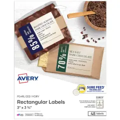 Avery Printable Rectangle Labels, 3" x 3.75", Pearlized Ivory, Laser & Inkjet Compatible, 48 Customizable Label Stickers (22823)