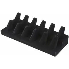 Plymor Black Velvet 2-Tier Ring Finger Display, Twelve on Rectangular Base, 8.125" W x 3.25" D x 2.5" H