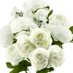 Vintage Artificial Peonies Silk Peony Flowers and Hydrangeas for Wedding Bridal Home D&eacute;cor &ndash; Beautiful Floral Centerpiece Arrangement Decoration with 2 Bouquets (Ivory White)