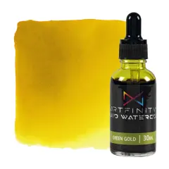 Artfinity Liquid Watercolor Paint 30 ml Bottle, Green Gold - Vibrant Dye-Based Liquid Watercolor w/ Glass Pipette, Fast-Drying, Fine Art Paint for Calligraphy, Airbrushing & Traditional Art