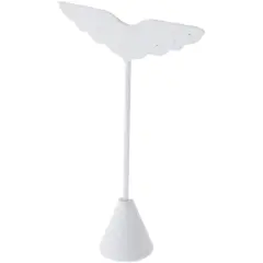 Plymor White Faux Leather Wing Shaped, Three Pair Earring Display Stand, 3" W x 1.25" D x 5.5" H