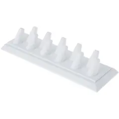 Plymor White Faux Leather Ring Finger Display, Eleven on Rectangular Base, 11.125" W x 3.375" D x 2.125" H