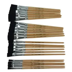 School Smart Black Bristle Paint Brushes, Short Handle, Assorted Sizes, Set of 24