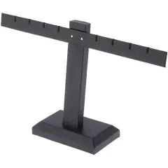 Plymor Black Faux Leather T-Bar, Four Pair Earring Display Stand, 10.25" W x 6" H