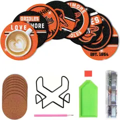 8 Pcs Baseball Diamond Art Coasters Kits with Holder, Diamond Painting Coaster Kits DIY Crafts for Adults Diamond Art Painting Kits Supplies for Baltimore Gift