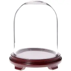Plymor 8" x 10.25" Glass Display Dome Cloche Red Wood Veneer