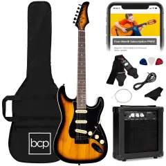 Best Choice Products 39in Full Size Beginner Electric Guitar Kit with Case, Strap, Amp, Whammy Bar Sunburst