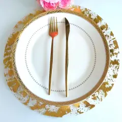 Disposable Gold Placemats Set of 12 Metallic Thin Round 13 Inch Gold Foil Mesh Pressed Fall Table Mates 12 Pack Gold Doilies for Wedding Birthday Party