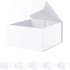 6 Gift Boxes 7.5x7.5x3 Inches, Gift Boxes with Lids, White Gift Boxes, Bridesmaid Proposal Boxes, Collapsible Gift Boxes with Magnetic Lids (Matte White)