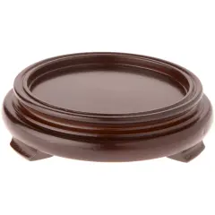 Plymor Walnut Round Wood Veneer Footed Display Base, 4.125" W x 4.125" D x 1" H (3" Display Diameter)