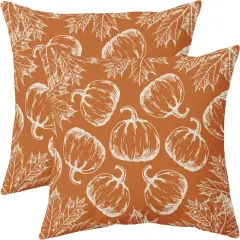 Set of 2 Pumpkin Fall Pillow Covers 18x18(Burnt Orange)