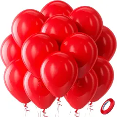 Red Balloons Latex Party Balloons - 100 Pack 12 inch Round Helium Red Balloons