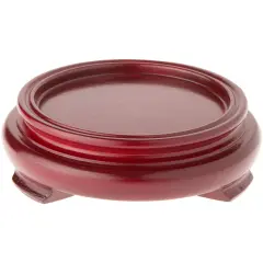 Plymor Red Round Wood Veneer Footed Display Base, 3.625" W x 3.625" D x 1.25" H (2.5" Display Diameter)