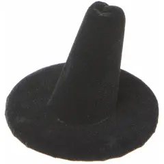 Plymor Black Velvet Ring Finger Display, Single on Round Base, 2" W x 2" D x 1.25" H