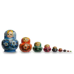 Set of 9 Rainbow Collection Blue Nesting Dolls4.75 Inches