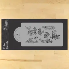 Toile Cake Stencil Side | C464 by Designer Stencils | Cake Decorating Tools | Baking Stencils for Royal Icing, Airbrush, Dusting Powder | Reusable Plastic Food Grade Stencil for Cakes | Easy to Use & Clean Cake Stencil
