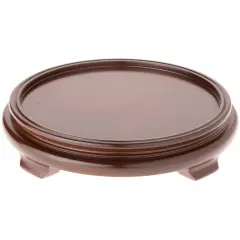 Plymor Walnut Round Wood Veneer Footed Display Base, 10.5" W x 10.5" D x 2" H (8.5" Display Diameter)