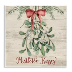 Stupell Industries Rustic Mistletoe Kisses Wall Plaque Design by Mollie B.