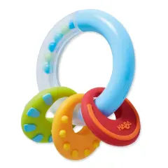 HABA Color Burst Silicone Teethers for Babies 6-18 Months - Rattle & Grasping Toy for Safe Sensory Development - Dishwasher Safe Baby Essentials Multicolor