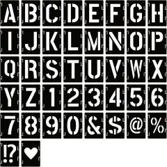42 Pcs Reusable Letter and Number Stencils - 2 Inch