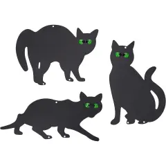 (Set of 3) -Halloween Decoration Outdoor - Black Cat Statues, Scare Cats Yard Sign