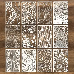 12Pcs Mixed Stencils - 11&times;7''