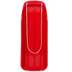 Best Choice Products 48in Kids Outdoor Plastic Sport Toboggan Winter Snow Sled Board Toy w/ Pull Rope Red