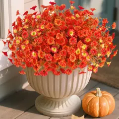 2 Bundles Artificial Flowers - Morning Glory Petunias (Orange)