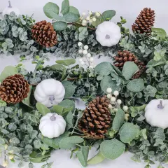 Fall White Pumpkin Artificial Eucalyptus Garland