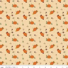 The Awe of Autumn Pumpkins Latte 43"/44" Fabric Per Yard