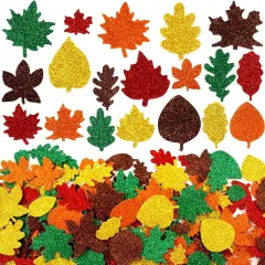 Leaf Glitter Stickers Fall Maple Leaf -Multicolor