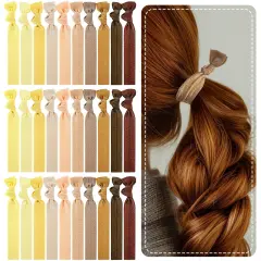 Wrapables No Crease Ouchless Elastic Ribbon Hair Ties Ponytail Holders (Set of 30), Neutral