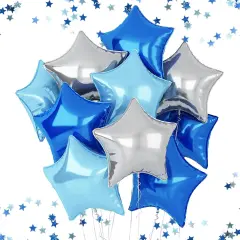 Blue Silver Foil Star Balloons