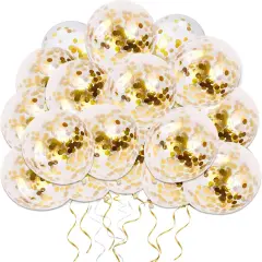 50pcs Gold Confetti Latex Balloons, 12 inch Gold Balloons with Golden Paper Dots for Graduation Wedding Birthday Baby Shower Party Decorations