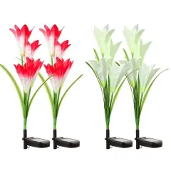 Solar Lily Flower Lights Outdoor Garden Stake LED Landscape Decor